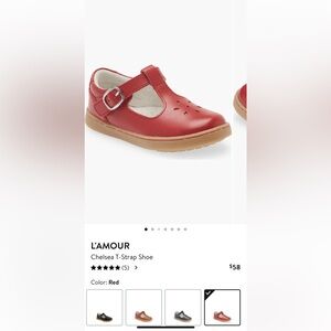 L'Amour Red Chelsea T-Strap Shoe